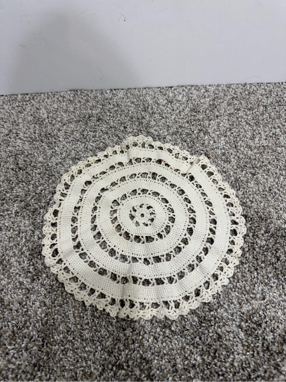 Vintage Handmade Cream Crochet Lace Doily - Circular